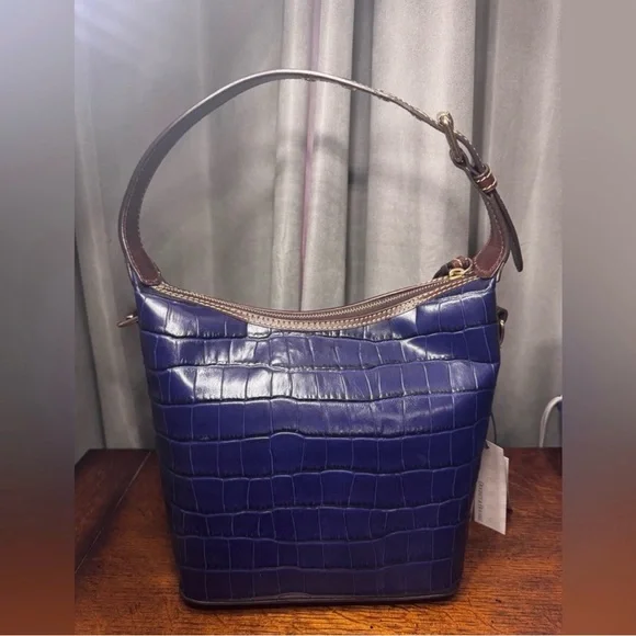Dooney & Bourke Blue Croc-Embossed Shoulder Bag - Picture 3 of 7